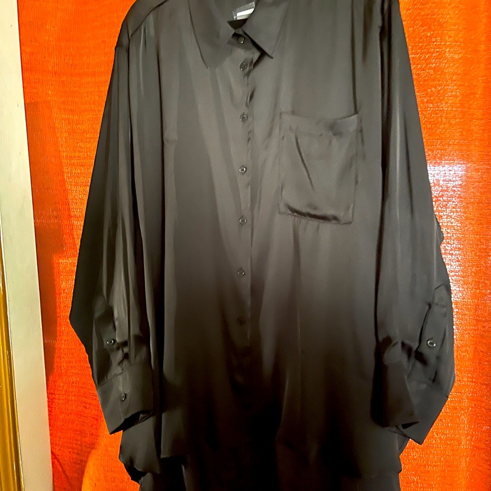Lane Bryant Black Button-Up Shirt No Peek Collection 26/28